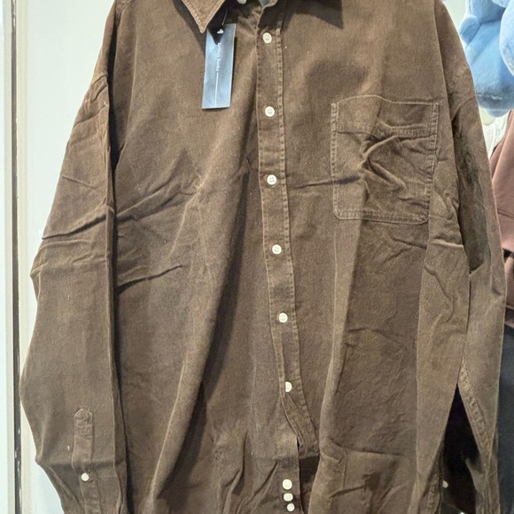 Brown Button-Up Shirt. Corduroy fabric - Picture 3 of 15